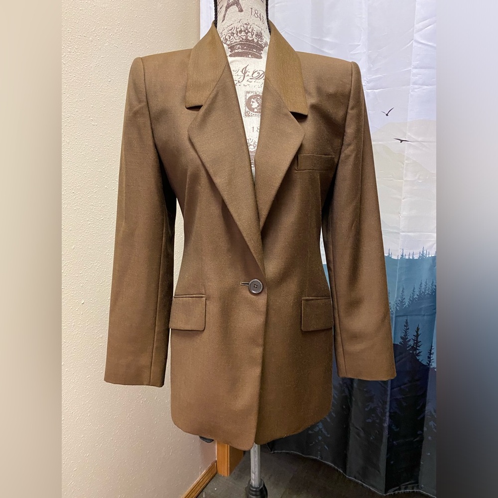Linda Allard Ellen Tracy Brown Wool Pant Suit sz 2